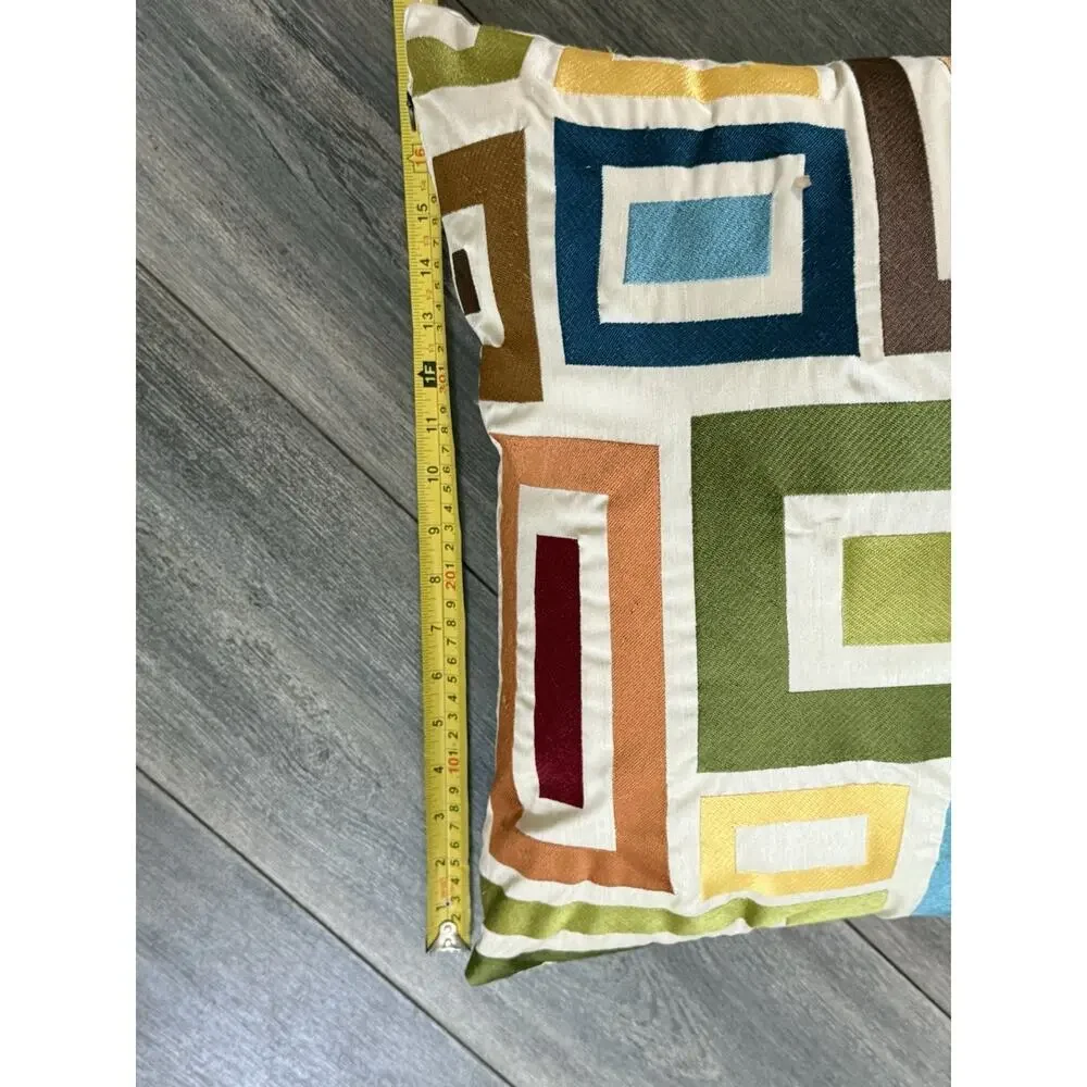 Pier One Mid Century Modern Pillow Geometric Mod Square Abstract Art Deco Retro